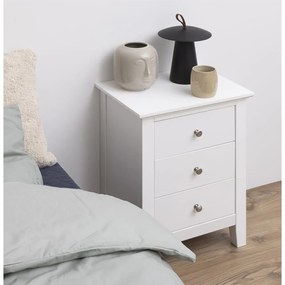 Biely nočný stolík s 3 zásuvkami Actona Linnea