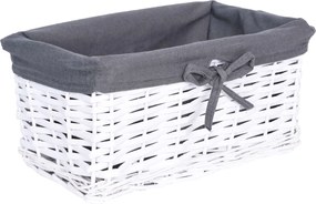 Prútený košík 30 x 20 x 15 cm - biely / šedý