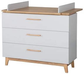 Svetlosivá nízka detská komoda v dekore duba s prebaľovacím pultom 117x104 cm Caro – Roba