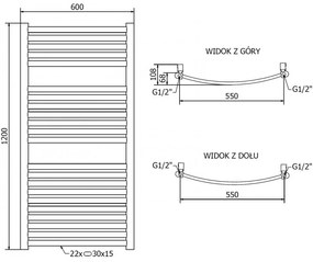 Mexen Helios, vykurovacie teleso 1200x600 mm, 524 W, zlatá lesklá, W103-1200-600-00-50