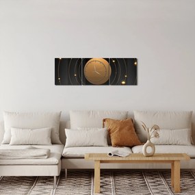 Obraz - Zlaté kruhy (s hodinami) (90x30 cm)