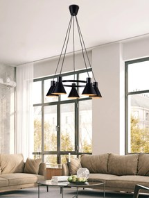 Candellux Čierno-zlatý závesný luster More pre žiarovku 5x E27 35-71163