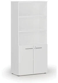 Kombinovaná kancelárska skriňa PRIMO WHITE, dvere na 2 poschodia, 1781 x 800 x 420 mm, biela