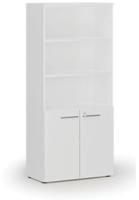 Kombinovaná kancelárska skriňa PRIMO WHITE, dvere na 2 poschodia, 1781 x 800 x 420 mm, biela