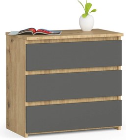 Komoda Cleania CL3 (dub artisan + sivá). Akcia -16%. Vlastná spoľahlivá doprava až k Vám domov. 1128597