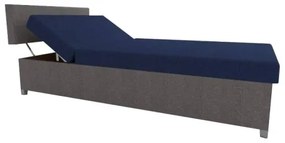 Čalúnená válenda s polohovaním a úložným priestorom DALLAS 108x205 cm šedá/modrá