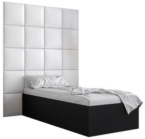 Jednolôžková posteľ s čalúneným čelom 90 cm Brittany 3 (čierna matná + biela) (s roštom). Vlastná spoľahlivá doprava až k Vám domov. 1045976
