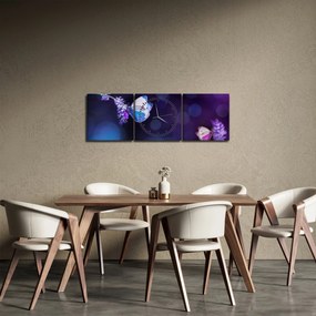 Obraz - Motýle na levanduli (s hodinami) (90x30 cm)