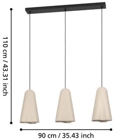 Eglo 390364 - Luster na lanku TOLLERIC 3xE27/40W/230V béžová