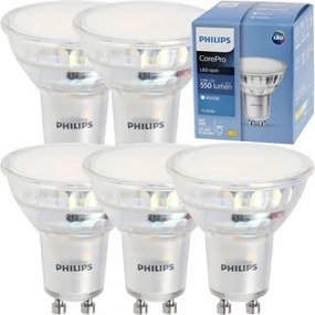 LED žiarovka Philips GU10 5x 4,9W - 550lm - 4000K EyeComfort 15 000h