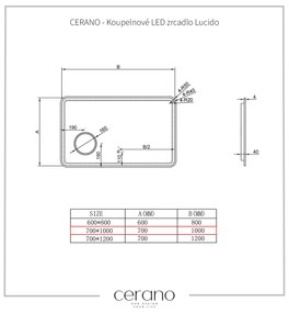 Cerano Lucido, LED kúpeľňové zrkadlo 100x70 cm, CER-CER-429346