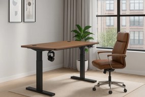 Herný stôl BR04 tmavohnedý s čiernym rámom 120 cm