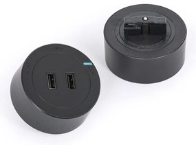 Zásuvka 2x USB-A pre zásuvkové lišty, čierna