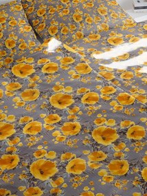 Polášek Krepové obliečky Drobné kvietky - Žltá / šedá | 140 x 200 cm / 70 x 90 cm