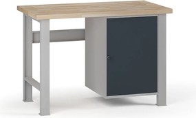 Dielenský pracovný stôl G7, buková škárovka, 1200 x 685 x 840 mm, 1x skrinka, grafit