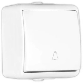 Elhard Vonkajšie zvončekové tlačidlo na omietku Tew, IP44, biele TE1002W