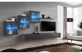Obývacia stena Switch XIX Sklo +LED Grafit