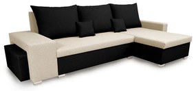 Rozkládací rohová sedací souprava PETR Béžová/Černá+ 2 Taburety