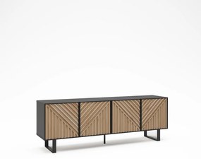 TV stolík v dekore duba v čierno-prírodnej farbe 161x55x35 cm Alana – Marckeric
