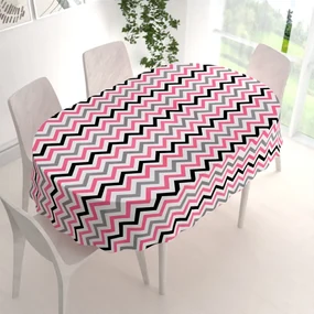 Biante Bavlnený oválny obrus Sandra SA-377 Ružovo-sivo-čierne cik-cak pásiky 100x140 cm