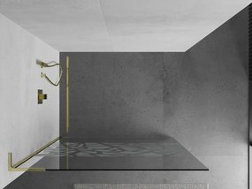 Mexen Kioto L, sprchová zástena Walk-In 80 x 200 cm, 8mm číre sklo biely vzor, zlatý lesklý profil,800-080-103-50-78
