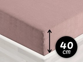 Froté napínacie prestieradlo na extra vysoký matrac FR-024 Hnedoružové 140 x 200 - výška 40 cm