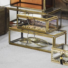 MADAM STOLTZ Sklenený box Clear/Antique Brass M