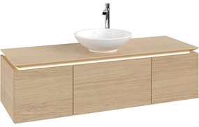 VILLEROY &amp; BOCH Legato závesná skrinka pod umývadlo na dosku (umývadlo v strede), 3 zásuvky, s LED osvetlením, 1400 x 500 x 380 mm, Nordic Oak, B585L0VJ