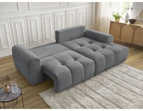 Sivá ženilková rozkladacia/s úložným priestorom rohová pohovka (pravý roh/s leňoškou) Roxelane – Bobochic Paris