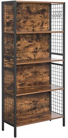 Knižnica TAYLOR 5 políc 155x74 cm, rustikálne hnedá