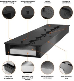InFire - Vstavaný BIO krb 49,4x104,4 cm 6kW čierna