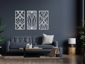 drevko 3-dielny abstraktný obraz Geometrické tvary Rozmer obrazu: 37 x 65 cm, Farba dekorácie: Čierna