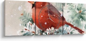 Obraz - Kardinál (s hodinami) (90x30 cm)