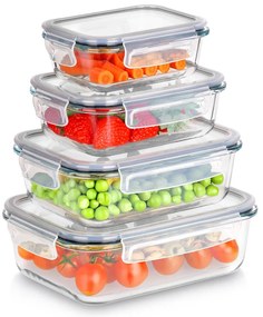 VILDE Sada 4 sklenených tesniacich dóz, krabičky na jedlo SKLO - LOCK&LOCK