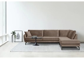 Hnedobéžová zamatová rohová pohovka (pravý roh) Magic - Scandic