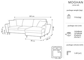 Béžová menčestrová rozkladacia rohová pohovka Micadoni Home Moghan, pravý roh