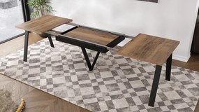 AVERY Dub Halifax pocínovaný / čierna spodná časť - LOFTOVÝ / PRIEMYSELNÝ STÔL DO OBÝVAČKY/ JEDÁLNE ROZKLADACÍ DO 290 cm!