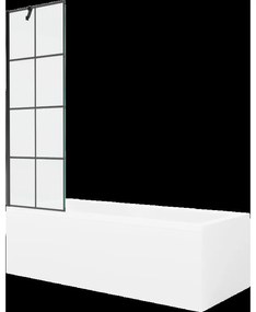 Mexen Cubik obdĺžniková vaňa 160 x 70 cm s obkladom a 1-krídlovou sprchovou zástenou 60 cm, Čierny vzor - 550316070X9506007077