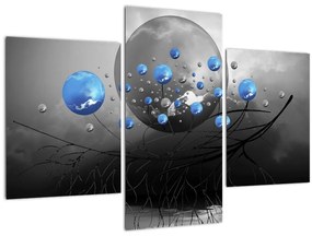 Obraz modrých abstraktných gulí (90x60 cm)