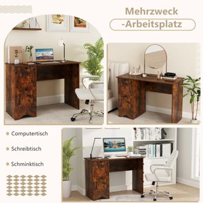 Costway Computertisch mit 2 Schubladen Schreibtisch Robuster Gaming-Tisch Schminktisch Laptoptisch Braun Barva: Hnedá