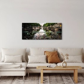 Obraz bicykla v meste (120x50 cm)