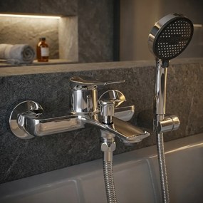 Rea Vision Premium, nástenná vaňová batéria s ručnou sprchovou súpravou, chrómová, REA-B6739