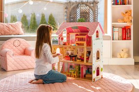EcoToys Drevený domček pre bábiky + nábytok