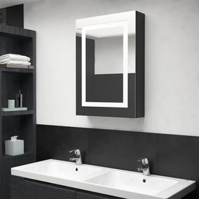 LED kúpeľňová zrkadlová skrinka žiarivá čierna 50x13x70 cm
