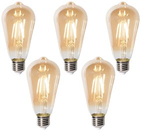 Sada 5 ks E27 dimbare LED lamp ST64 goud 5W 450 lm 2700K