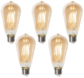 Sada 5 ks E27 dimbare LED lamp ST64 goud 5W 450 lm 2700K