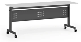Mobilný stôl PRIMO MOBI, 1800 x 600 mm, čierna podnož, biela