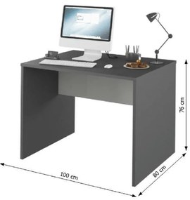 Kondela PC stôl, grafit/biela, RIOMA NEW TYP 12