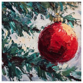 Vianočný obraz červená guľa a vetvičky