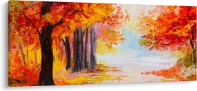 Obraz - Olejomaľba, farebná jeseň (120x50 cm)